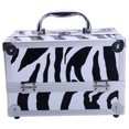 thumbnail image 1 of Aluminum Makeup Train Jewelry Storage Box Cosmetic Button Lock Case Organizer ( Zebra), 1 of 9