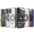 thumbnail image 3 of Compatible with iPhone 17 Case with Rotating Magnetic Ring Stand, [Compatible with MagSafe] [Full Camera Lens Protector] Plating Clear Slim Phone Case for iPhone 17, Silver, 3 of 7