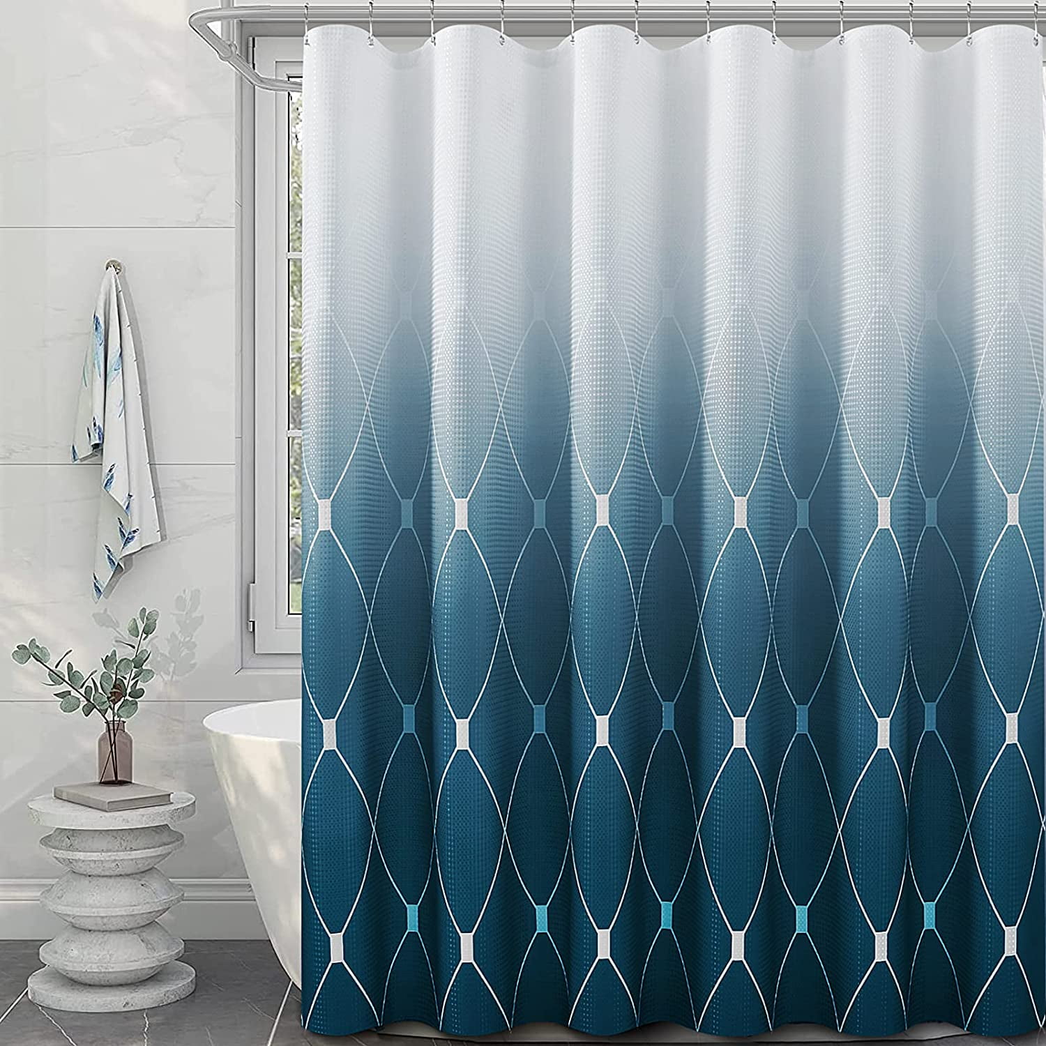 Shower Curtain Blue Shower Curtain Blue and White Ombre Shower Curtain