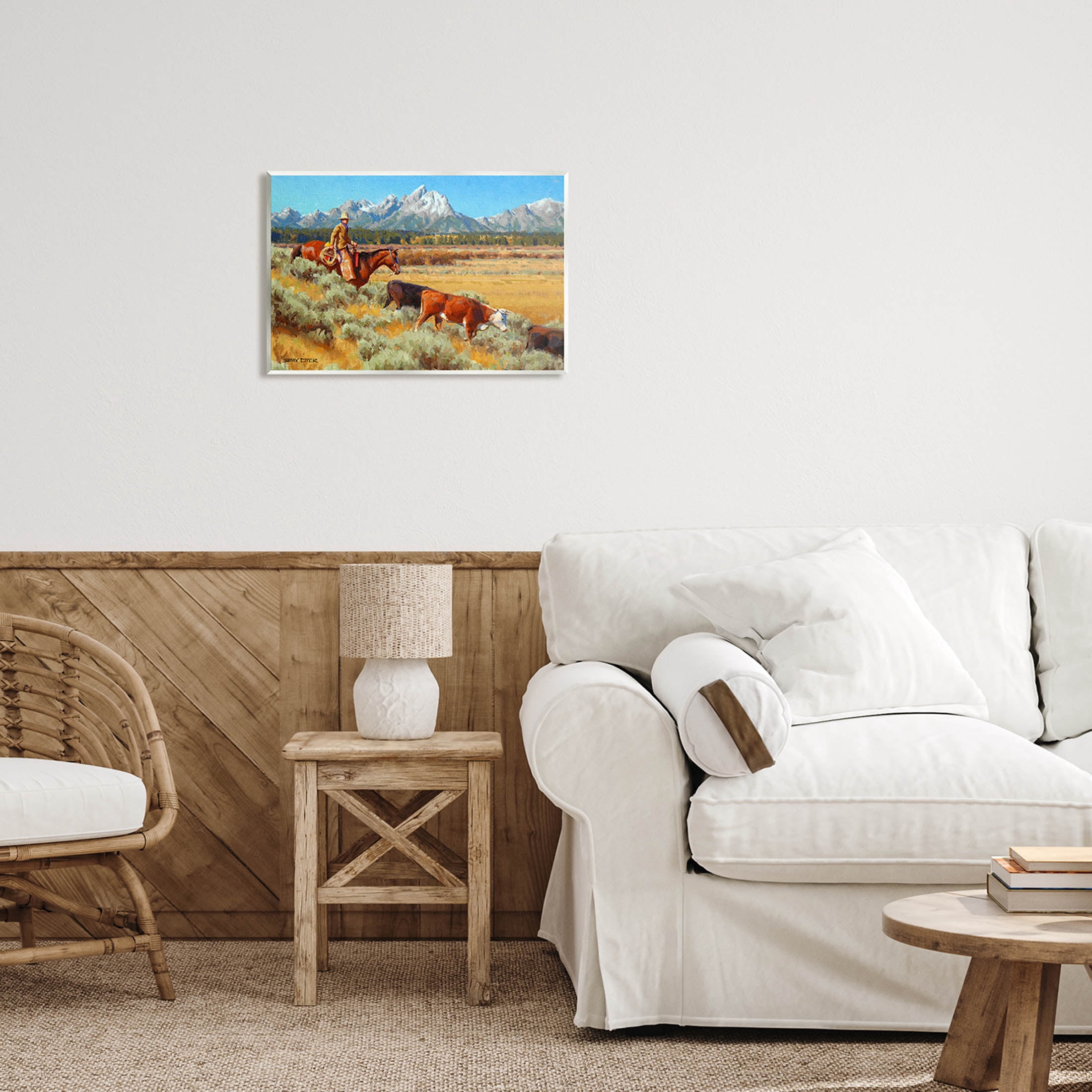 Western Ranch Horse Cattle Animals & Insects Painting Unframed Art Print Wall Art