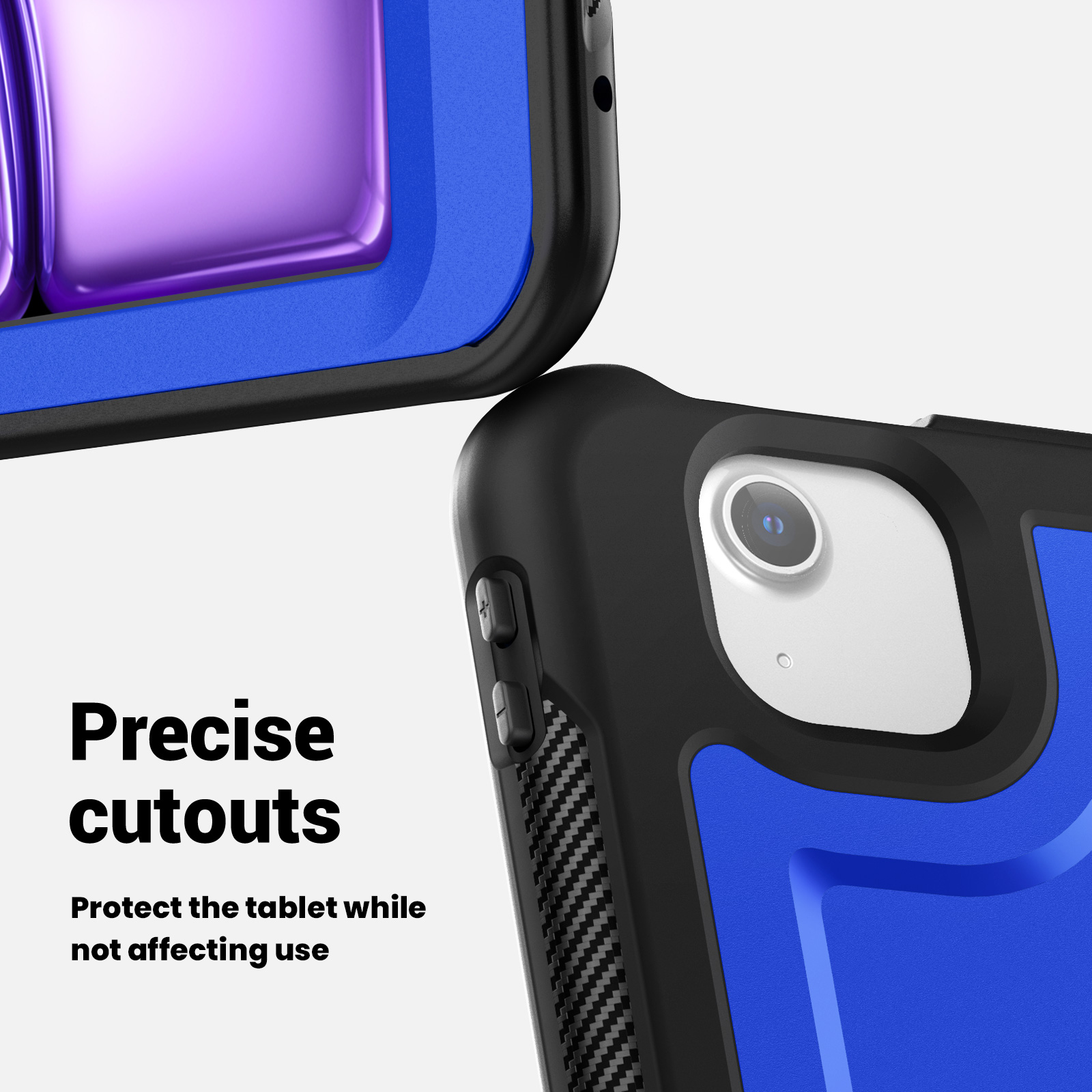 Shockproof Case for Apple iPad Air 13 Inch 2024 M2, Rugged Hybrid Protective Cover with Pencil Holder & Shoulder Strap Kids Friendly Rotating Kickstand Case for iPad Air 13" 2024, Darkblue