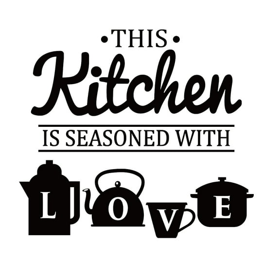 PVC Wall Stickers for Home Kitchen Decoration Word Kitchen Black 400x440mm