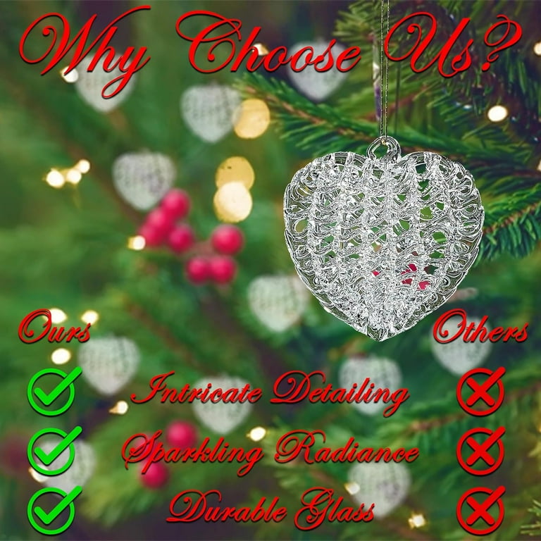 　　XMAS　DECORATION　HEART Amazon.com: 24 Pieces Heart Shape Christmas Glass Ornaments