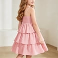 thumbnail image 6 of ITSAME Girls Slip Dresses Tiered Ruffle A-Line Sleeveless Summer Casual Tunic Dress Pink Size 11, 6 of 9