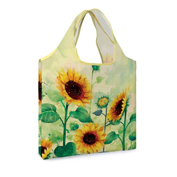 WIRESTER Grocery Bag Heavy Duty Reusable Foldable Groceries Tote Bag Portable And Folding Shopping Bag - Sunflowers Flowers