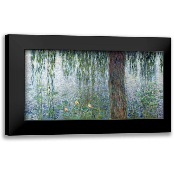 Monet, Claude 14x9 Black Modern Framed Museum Art Print Titled - Morning with Weeping Willows II (detail)