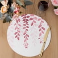 thumbnail image 3 of Pink Ombre Botanical Round 13 Inch Placemats Set of 8, Watercolor Country Pastoral Leaf HeatResistant Non Slip Place Mats for Dining Table, Wipeable Braided Kitchen Table Mats for Housewarming, 3 of 9