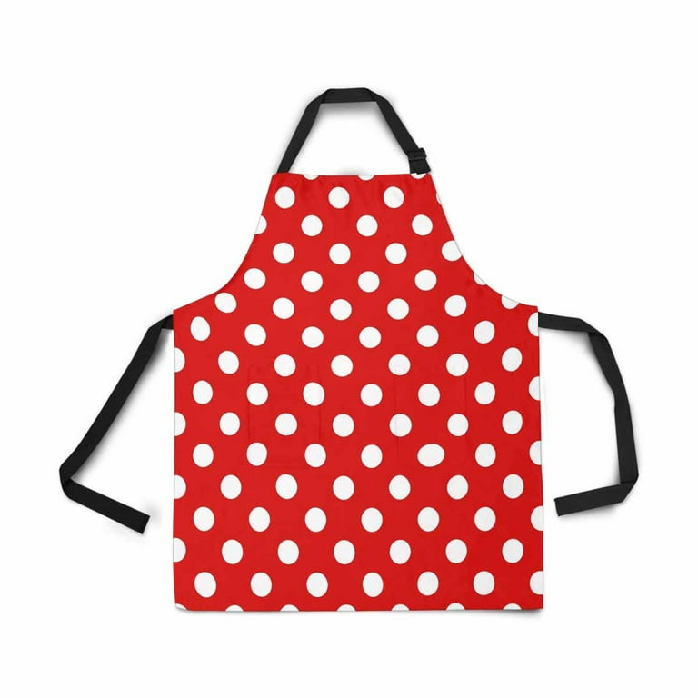 ASHLEIGH Girly Red and White Polka Dots Chef Kitchen Apron