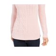thumbnail image 3 of Charter Club Women's Patchwork Stitch Asymmetrical Collar Sweater Pink Size Medium, 3 of 3