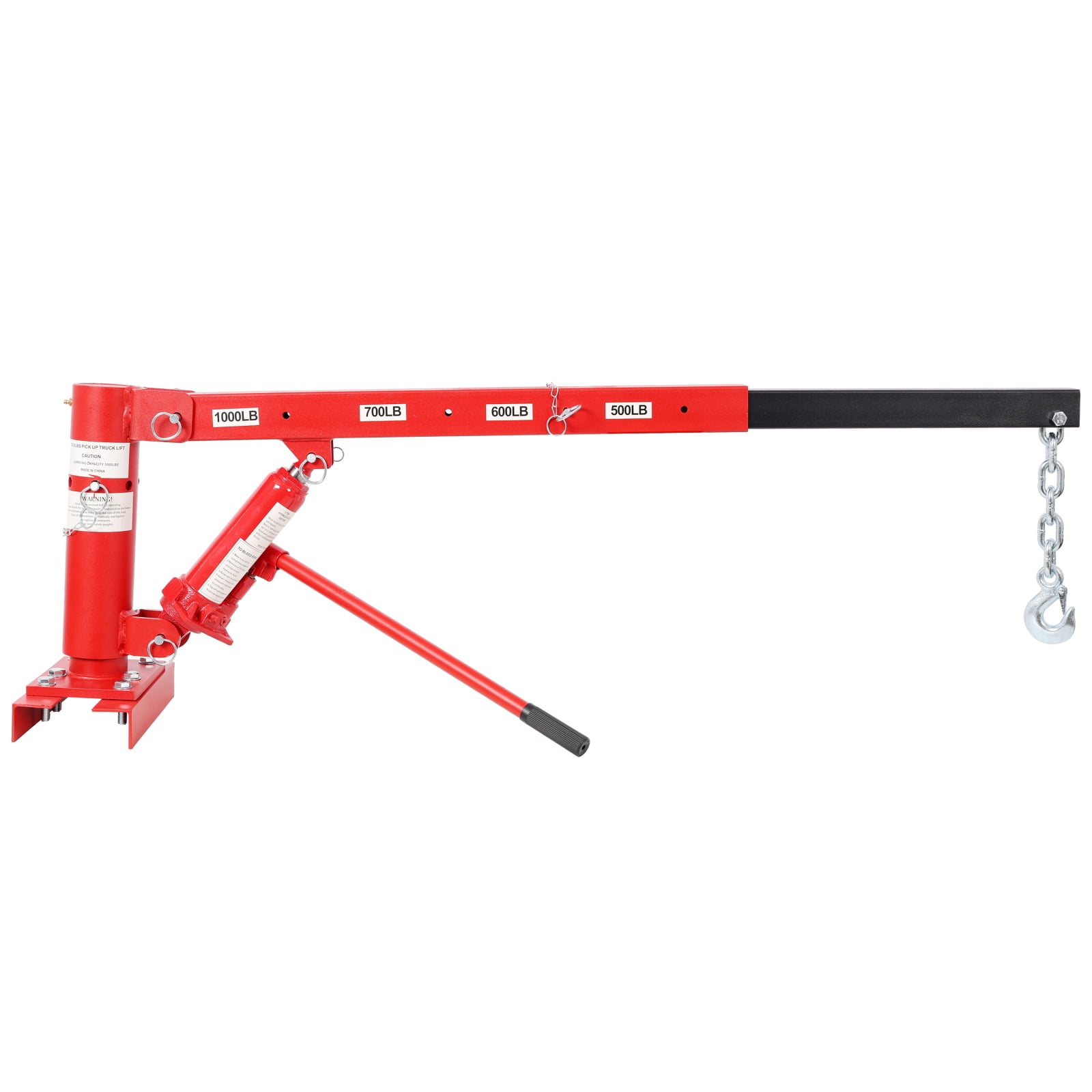 1000 LBS Heavy-Duty Pickup Truck Crane with Manual Winch, Adjustable 500/600/700/1000 LBS Capacity for Construction, Warehouse & Factory Use