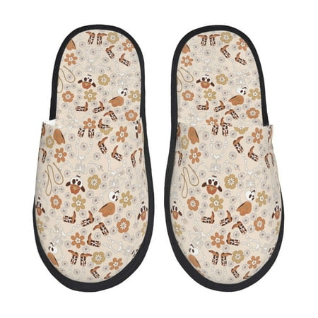 Balery Halloween Dancing Cowboy Skeleton Slient Indoor Furry Fleece Comfort House Shoes Soft Non-Slip Home Shoes Cotton slippers House Slippers-- Large
