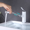 thumbnail image 2 of KAIYING Robinet de Lavabo de Salle de Bain à une Poignée avec Pulvérisateur Extractible, Bec Rotatif, Mitigeur de Lavabo à Bec Rétractable pour Eau Chaude et Froide (Régulier, Chrome et Blanc), 2 of 6