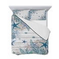 thumbnail image 7 of Quilts Full Size Bedding Set, Teal Blue Coastal Lightweight Quilted Comforter, Starfish Beach Nautical Coral Vintage Soft Reversible Bedspread Coverlet with Pillow Covers for All Season, 78" x 90", 7 of 7