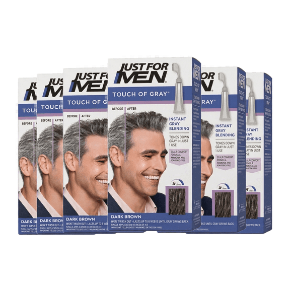 JUST FOR MEN Touch of Gray Hair Treatment T-45 Dark Brown, 1 Each Pack of 6