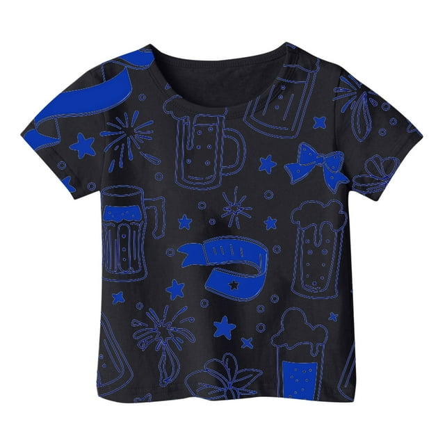 T-shirts pour Filles Imprimé Manches Courtes Tenues d'Été pour Filles Col Rond Taille 8-9 Ans Vêtements Mode pour Filles