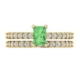 thumbnail image 2 of Clara Pucci 18K Yellow Gold 1.325 Simulated Green Diamond Engraveable Engagement Ring + Wedding Band Set, 2 of 7
