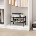 thumbnail image 2 of 2 Tier Bamboo Shoe Rack，Narrow Shoe Shelf for Closet，6 Pairs Shoe Storage Organizer for Entryway，Black, 2 of 9