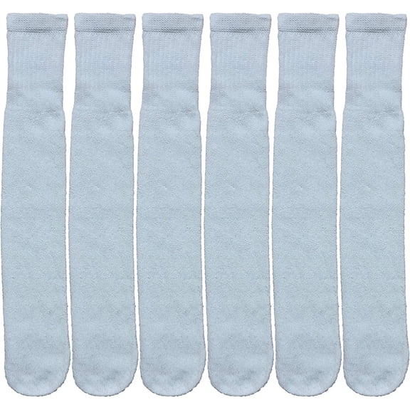 Yacht & Smith Mens & Womens Wholesale Bulk Cotton Tube Socks, Referee Style, by SOCKS'NBULK (6 Pairs White, Womens 9-11 (Shoe size 5-10))