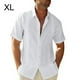 thumbnail image 5 of Sonducket Camisa con botones de estilo informal para hombre, camisa de verano para fiesta en la piscina, Color sólido, diseño Simple, Tops Camisetas Blanco SG, 5 of 5
