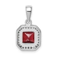 thumbnail image 3 of Sterling Silver Rhodium Plated Clear CZ and Square Red CZ Pendant QP5265JAN, 3 of 4