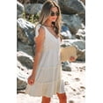 thumbnail image 3 of Women's Oatmeal Solid Color Tied Straps Ruffle Tiered Mini Dress - Casual Summer Style - [ZhiHiMeRi] | (US 12-14)L, 3 of 12