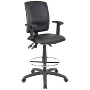 Multi-function leather Drafting chair Adjustable T-arms, Ergonomic Drafting Stool-Black Leatherette Draft Chair