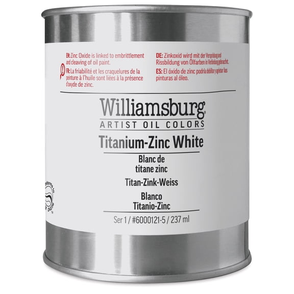 Williamsburg Handmade Oil Paint - Titanium-Zinc White, 8 oz can