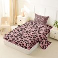 thumbnail image 2 of spefrowx Cheetah Print Bow Twin Sheets for Women, Fashion Pink Brown Polkadots Bedding, 3pcs, 1 Flat Sheet, 1 Fitted Sheet and 1 Pillowcase, 2 of 6