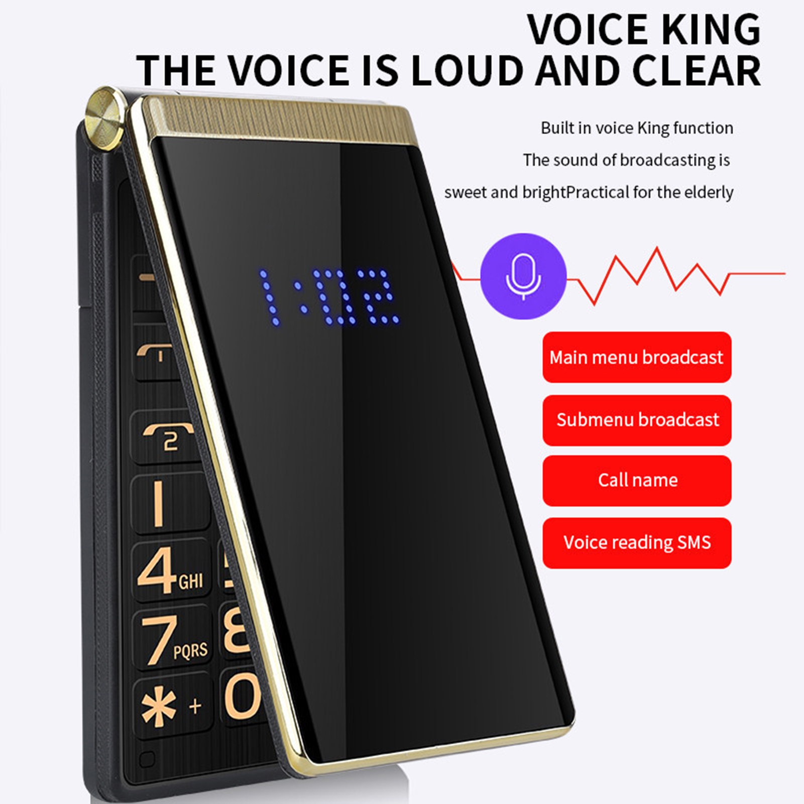 Xinyolin 1 Set M2 Handphone Flip Celular Dual-SIM Dual-Standby Large Screen Long Standby Time EU Plug Caller ID Number Elderly Mobile Phone for Home