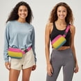 thumbnail image 3 of Ocean Beach Scenery Waist Bag – Rainbow Gradient Watercolor Fanny Pack in Boho Artistic Style, 3 of 4