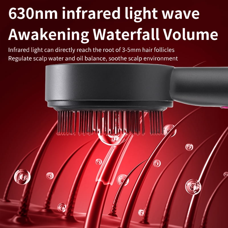 Flaremore Electric Hair Oil Applicator,Scalp Massage Comb Cordless Hair Brushes for women,3 in 1 Red Light Hair Care Comb,Type-C Charging Gray
