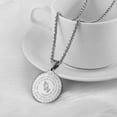 thumbnail image 4 of HZMAN Bible Verse Prayer Necklace Christian Jewelry Gold Stainless Steel Praying Hands Coin Medal Pendant (Silver Round), 4 of 5
