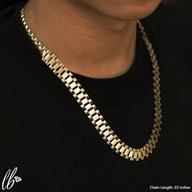 10k Gold Rolex Chain Link Necklace for Men Women