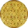 thumbnail image 1 of Ahgly Company Machine Washable Indoor Round Persian Yellow Traditional Area Rugs, 7' Round, 1 of 4