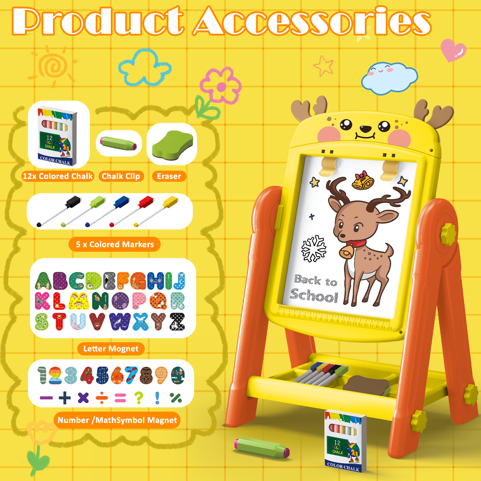 LINXUXIE Easel for Kids, Magnetic Drawing Board for Boys & Girls, Birthday Gift for 1-3 3-5 5-8 Year Old