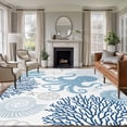 thumbnail image 2 of Navy Blue Octopus Coastal Large Area Rugs for Bedroom Living Room, Soft Non Slip Carpet Bedside Rug, Nautical Coral Starfish Rectangular Floor Cover Kitchen Accent Rug 6'x9' for Dining Room/Office, 2 of 9