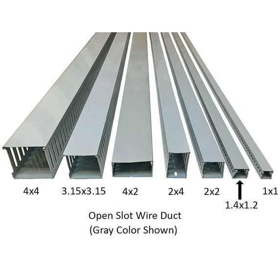 Electriduct 2"W x 3"H Open Slot Wire Duct Raceway - Stick Length: 6.56 Feet - Gray - 25 Pack
