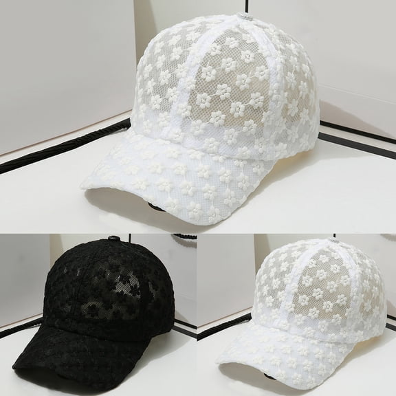 Sun Protective Lace Baseball Cap Casual Hollow Out Breathable Hat for Daily Wear