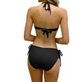thumbnail image 5 of QURATI Swimwear Neck Tie Front Bikini Set: Adjustable Side Tie Bottoms Flattering Two Piece Swimwear Black L, 5 of 8