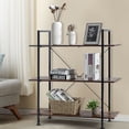 thumbnail image 3 of Gymax 3-Tier Bookshelf Industrial Bookcase Display Shelf Storage Rack Rustic Brown, 3 of 10
