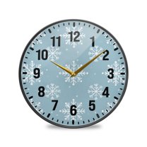 Yayeee Wall Clock Battery Operated 9.5" Silent Non-Ticking for Living Room, Gray Snowflake