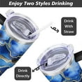 thumbnail image 5 of Bule & Gold Marble 40 OZ Tumbler Cup with Lid and Straw for Water Iced Tea Coffee Smoothie and More, 5 of 7
