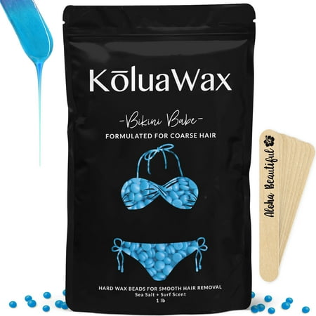 Hard Wax Beans for Painless Hair Removal (Coarse Body Hair Specific).Our Strongest Blue Bikini Babe by KoluaWax for Brazilian, Underarms, Back and Chest. Large Refill Pearl Beads for Wax