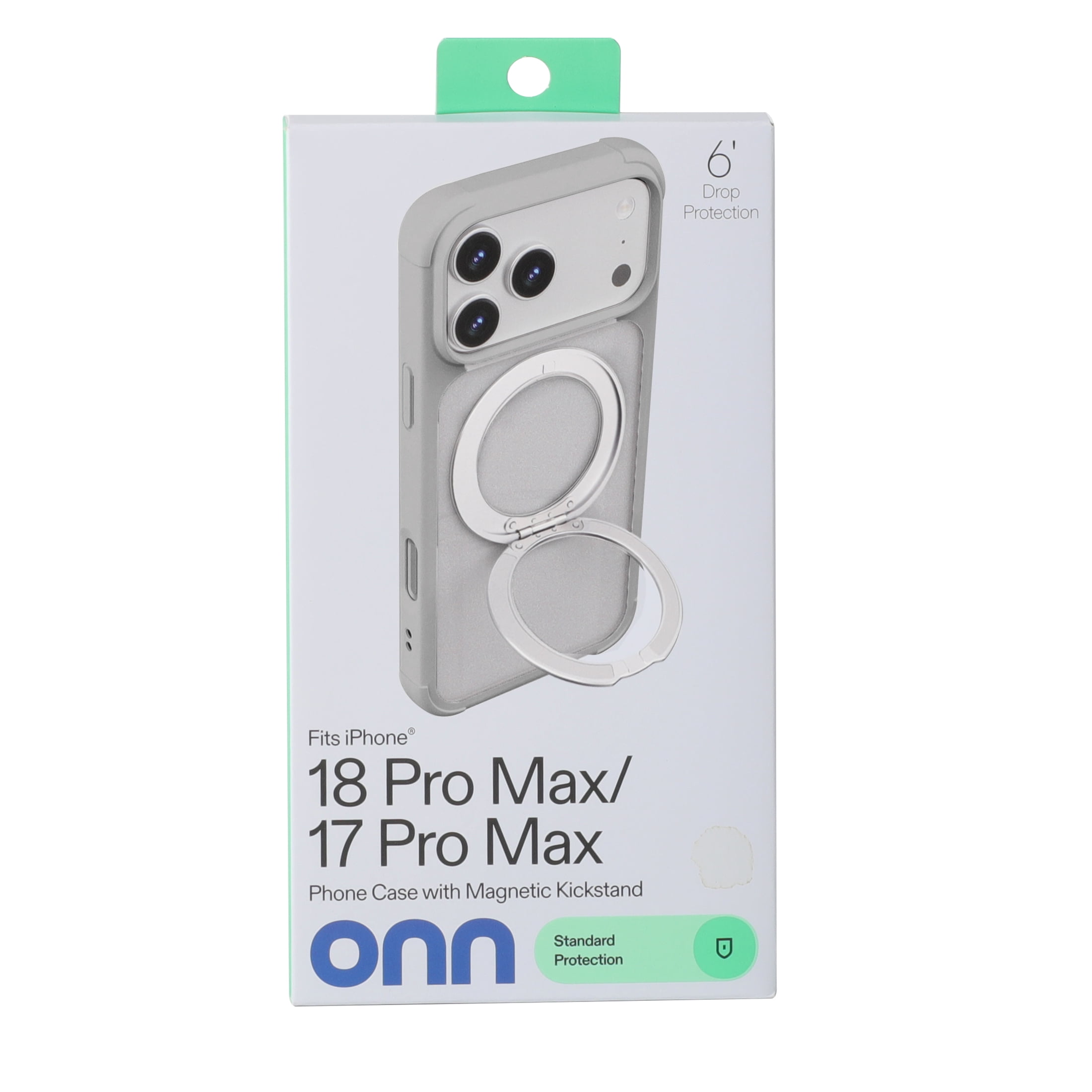 onn iPhone 18 Pro Max and iPhone 17 Pro Max Bumper Cell Phone Case with MagSafe & 360 Ring Kickstand, Clear
