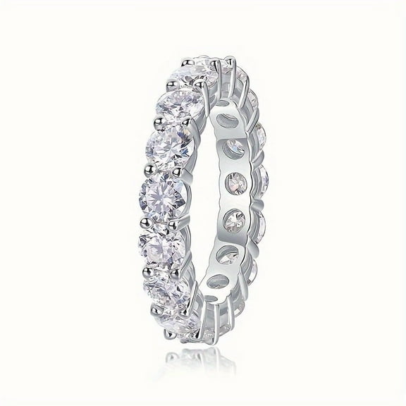 Luxury Diamond Moissanite Ring, S925 Sterling Silver Eternity Ring For Men And Women, Suitable For Daily Wear, Vacation, Banquet And Wedding With Certificate