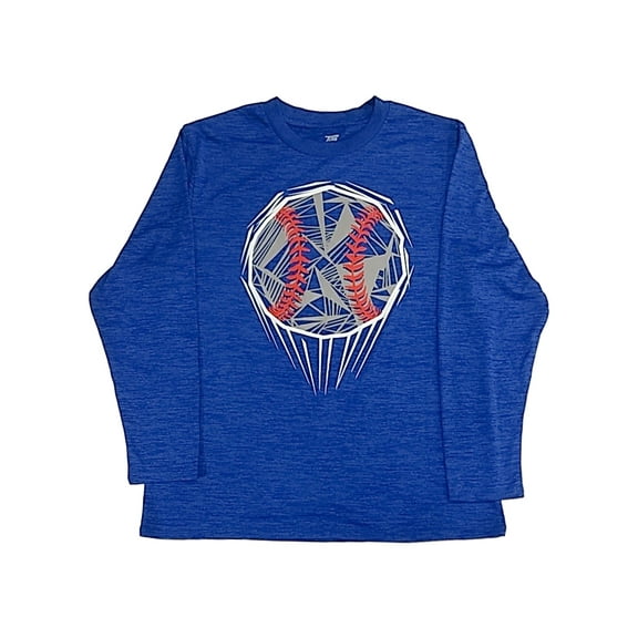Boys Heather Blue Baseball Sports Long Sleeve T-Shirt Athletic Tee Shirt L