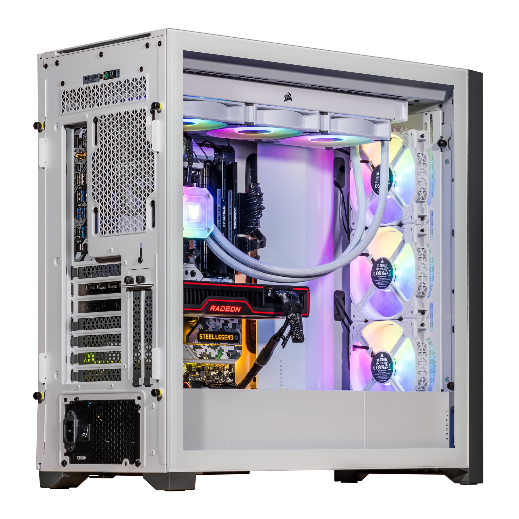 Velztorm White Aciex 3D Custom Built Gaming Desktop PC (AMD Ryzen 7 7800X3D, Radeon RX 6900 XT, 16GB DDR5, 1TB PCIe SSD, RGB Fans, 360mm AIO, 1000W PSU, WiFi 6E, Bluetooth 5.2, 2 RJ-45, Win 11 Pro)