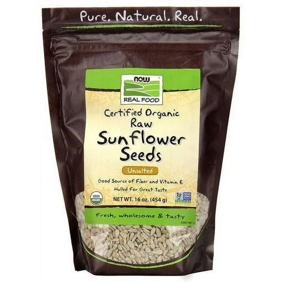 NOW Organic Raw Unsalted Sunflower Seeds, 16 Oz