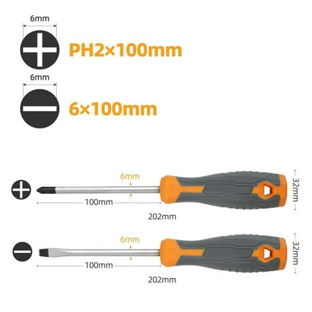 

BCLONG 4Inch Long Slotted Cross Screwdriver Magnetic Screwdriver With Rubber Handle