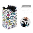 thumbnail image 3 of Yayeee Freestanding Laundry Hamper with Handle Collapsible Large Storage Basket for Clothes, Blue Doodle Pattern, 3 of 7